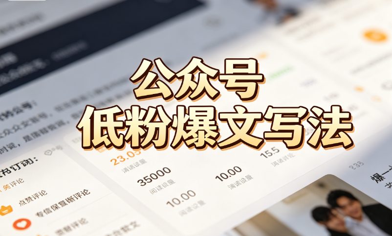 公众号低粉爆文写法