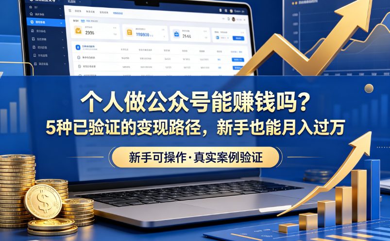 个人做公众号能赚钱吗？5种已验证的变现路径，新手也能月入过万