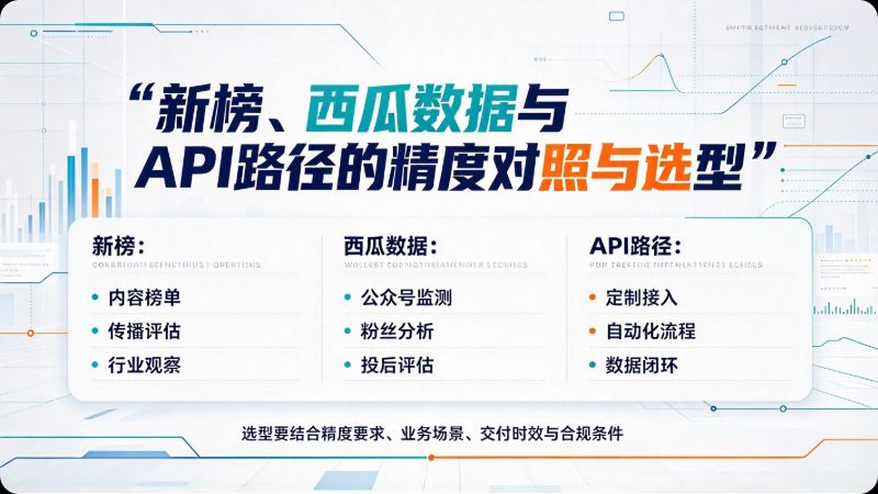 新榜、西瓜数据与API路径的精度对照与选型
